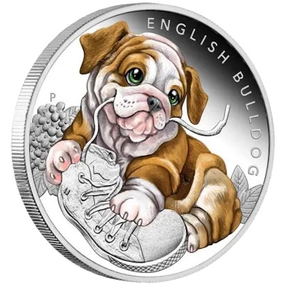 The Perth Mint Сребърна монета "Кученца - Английски Булдог (2010174)