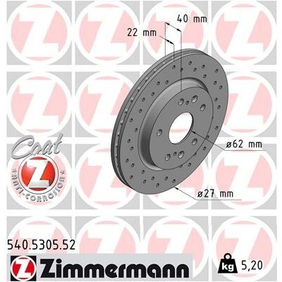 Brzdový kotúč ZIMMERMANN 540.5305.52 (540530552)