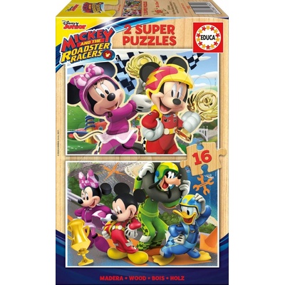 Educa dřevěné pro děti Mickey and the Roadster Racers 17622 2 x 16 dílků