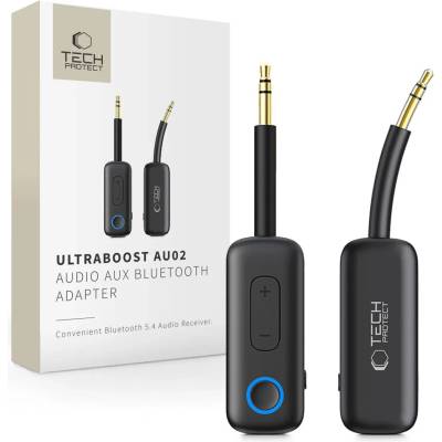 Tech-Protect ultraboost au02 АДАПТЕР ЗА АУДИО aux bluetooth 5.4 ЧЕРЕН