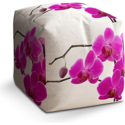 Sablio Taburet Cube Fialové orchideje: 40x40x40 cm