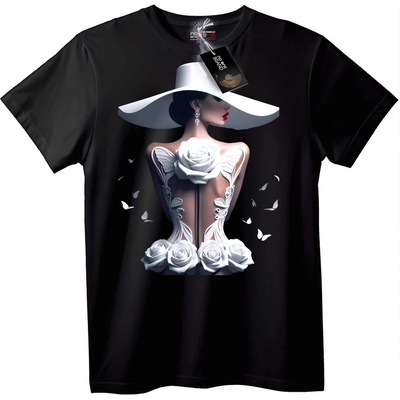 NOONEBRAND Тениска Елегантна бяла роза корсет - XL, White