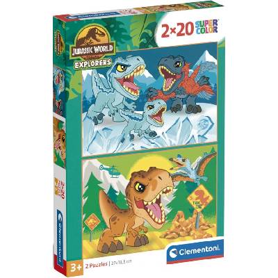 Clementoni Детски пъзел Clementoni от 2 x 20 части - Джурасик свят (24810)