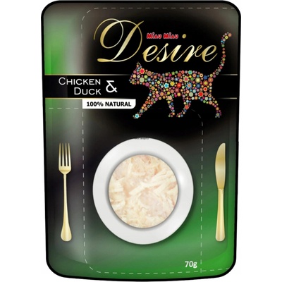 Miau Miau Desire premium s trhaným mäsom kuracie a kachna 70 g