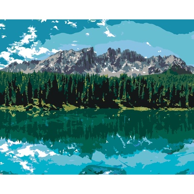 ZUTY Malování podle čísel JEZERO POD HORAMI TED DAVIS Rozměr 80 x 100 cm Rámování bez rámu a bez vypnutí plátna