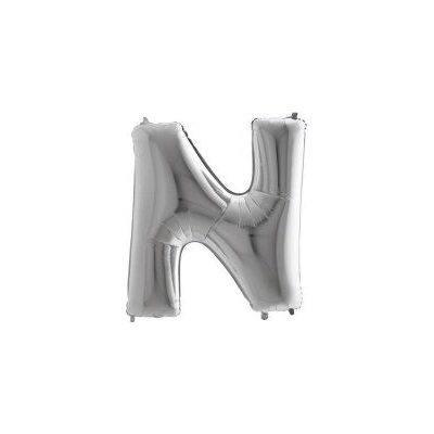 GRABO fóliový balónek PÍSMENO STŘÍBRNÉ N 102cm,40" nafukovací