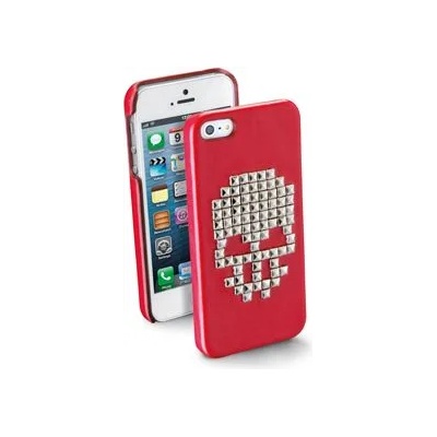 IPhone Луксозен кожен гръб с капси за IPhone 5SSE (LCIPhone5SRed)