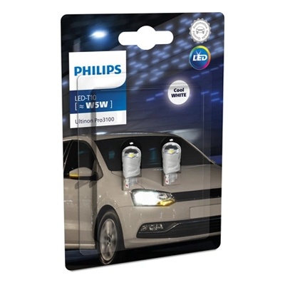 Philips Крушка, LED, светлини на регистрационния номер PHILIPS W5W, 12V, 0, 74W, 6500K, 56lm, 2 бр