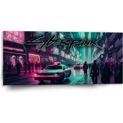 Sablio Obraz Cyberpunk 2077 Mesto - 110x50 cm