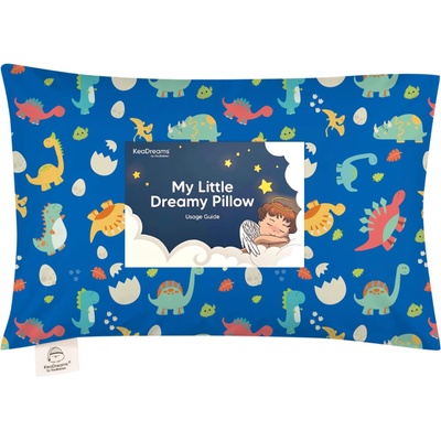 KeaBabies Ергономична възглавница KeaBabies - С органичен памук, 33 х 46 cm, сини динозаври (KB-TDPL-DIW)