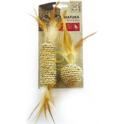 Mpets Natura roll & ball - Котешка играчка руло + топка с пера, натурална