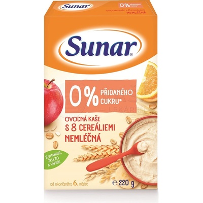 Sunar bezmliečna ovocná s 8 cereáliami 6 x 220 g