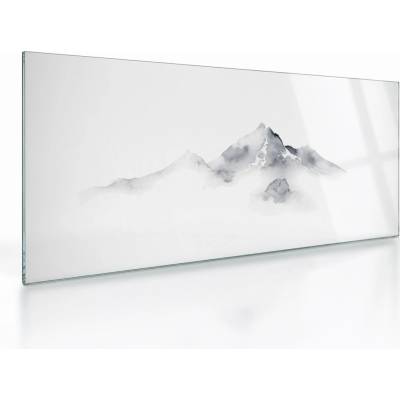 Sklenený obraz - Atramentová maľba hôr, jednodielne 100x50 cm na skle