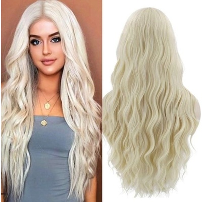 Blond paruka pro dlouhá kudrnatá pro párty halloween cosplay – Zboží Dáma