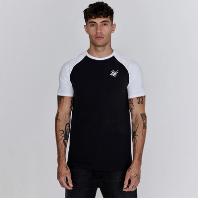 SikSilk Тениска SikSilk Men's Regular Fit Raglan T-Shirt - Black/White