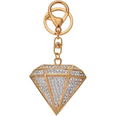 Přívěsek na klíče Zlatý kovový s kamínky diamant 5 x 2 x 6 cm