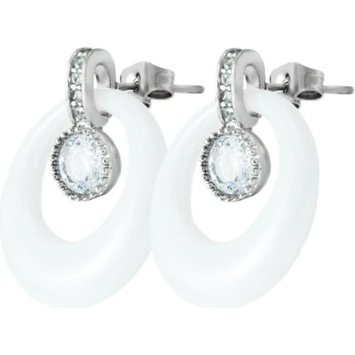 BM Jewellery Náušnice visací keramické 1,7 ⌀ se zirkony z chirurgické oceli S11271120