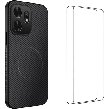 Huawei WANLONFENG TQ1 Магнитен Калъф за Honor X6d 5G - PC+TPU, Карбон текстура, 2 стъкла