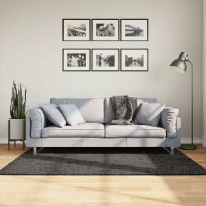 vidaXL Килим ISTAN с дълъг косъм, лъскава визия, антрацит, 120x170 см (375640)