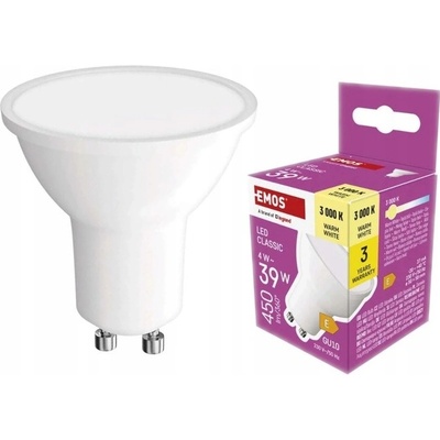 Emos LED žárovka Classic MR16 GU10 4 W 39 W 450 lm teplá bílá ZQ8E22