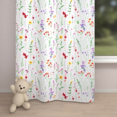 Biante Detský bavlnený záves Sandra SA-492 Kvetovaná lúka na bielom 150x220 cm
