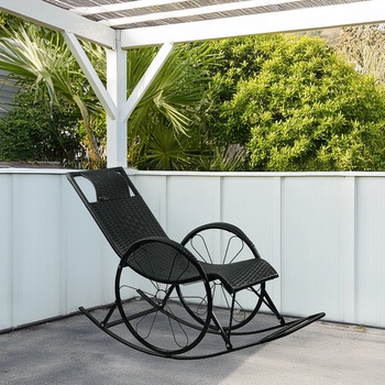 Люлеещ се стол ратан/метал черен rokin