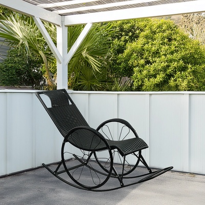 Люлеещ се стол ратан/метал черен rokin