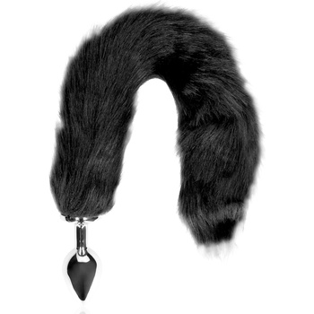 Image 1 of Ouch! Fox Tail with Metal Butt Plug Black
