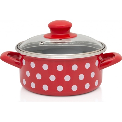 Metalac Červený puntík, Kastrol se skl. poklicí 18 cm, 2 l, černý vnitřek