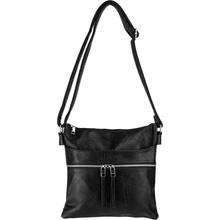 SANDRA dámska crossbody koženková kabelka Čierna