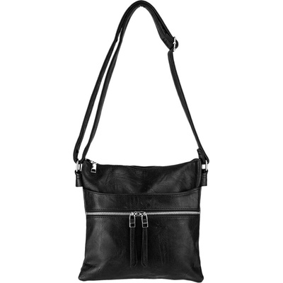 SANDRA dámska crossbody koženková kabelka Čierna