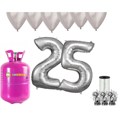 HeliumKing Helium párty set na 25. narozeniny se stříbrnými balónky