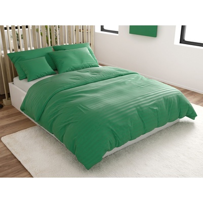Textilomanie Hotelové obliečky z mikrovlákna JASMINE tmavo zelené - prúžok 2 cm 70x90 140x200