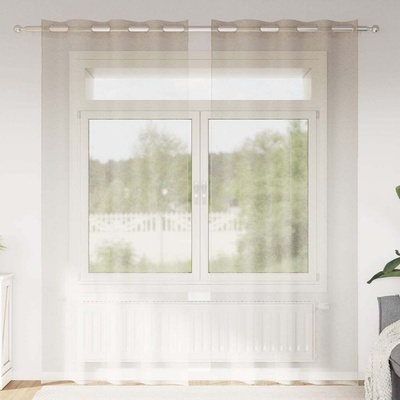 vidaXL Перде от воал С завеси 2 pcs Пясък 245 x 140 см Полиестер (4107995)