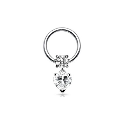 Piercingate piercing kroužek se srdíčkem PKR00104 čirá