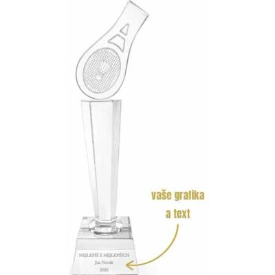 Dekorant Skleněná trofej na badminton s gravírováním 23 cm 1KS