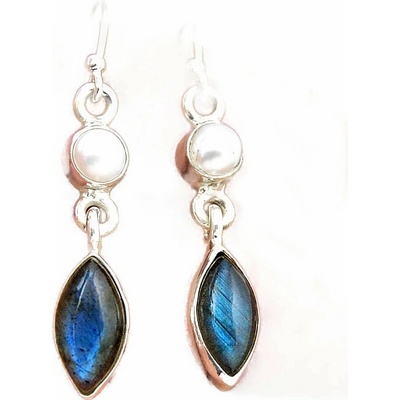 Nefertitis Labradorit náušnice stříbro Ag 925 43993 NF56966 - 2,4 cm, 4,1 g