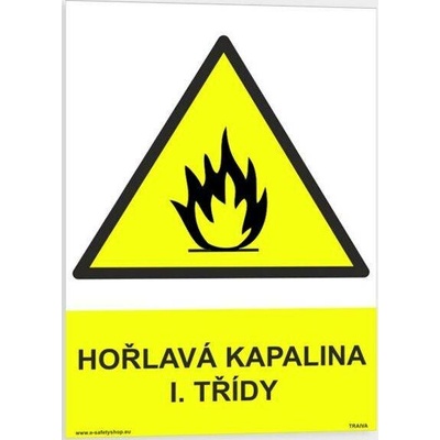 Traiva s.r.o Hořlavá kapalina I. třídy Verze: Plast 210 x 297 mm (A4) tl. 0.5 mm - Kód: 08173
