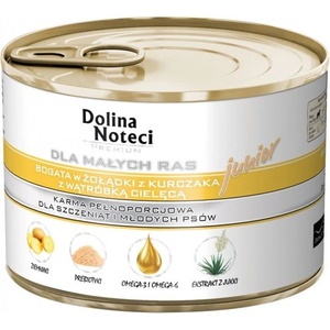 Dolina Noteci PREMIUM за кучета от малки породи JUNIOR, богато на пилешки стомаси с телешки черен дроб 12x185 г
