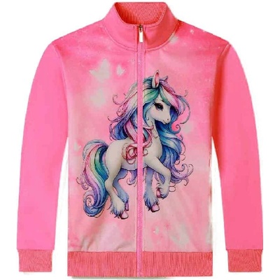 ZATEPLENÁ DĚTSKÁ MIKINY S KONÍKEM BF Světle růžová