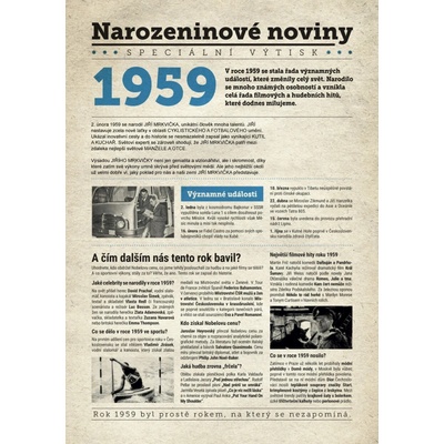 Narozeninové noviny 1959 s vlastním textem a fotografií S textem