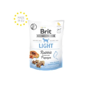Brit Care Dog Functional Snack Light Rabbit със заешко месо , подпомага контрола на теглото, обогатен с папая, без зърнени култури и картофи 0.150 кг