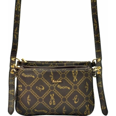 Dámska kabelka z ekokože Eslee ES8952 Coffee Crossbody Gold Fittings