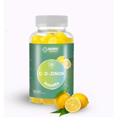 Biomic Vitamín C+D+Zinok Gummies Imunita citrón 90 želé pastiliek