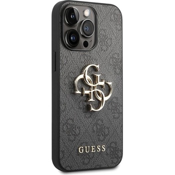 GUESS Гръб Guess PU 4G Metal Logo Case за iPhone 14 Pro Max - Сив (3666339066277)