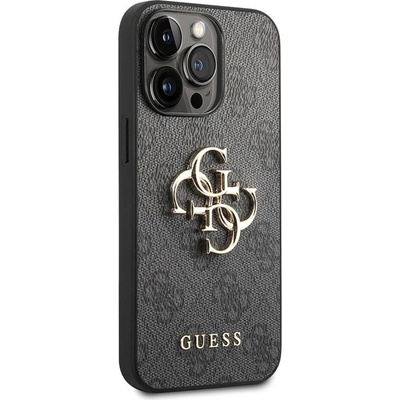 GUESS Гръб Guess PU 4G Metal Logo Case за iPhone 14 Pro Max - Сив (3666339066277)