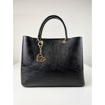 Laura Biaggi Čierna kožená kabelka do ruky DX-TS-JS295-black