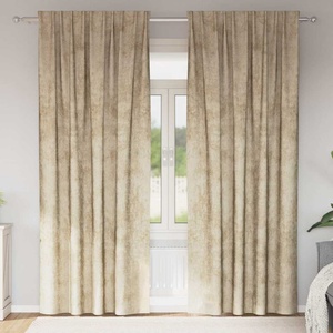 Pure Line Home Кадифени завеси в цвят бежов с комбиниран перделък, 2 бр. , 140 x 245 см