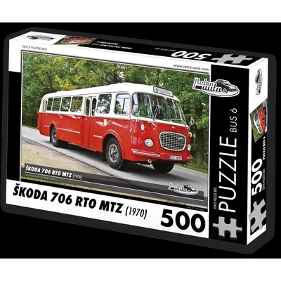 Retro cars - Puzzle BUS no. 6 Škoda 706 RTO MTZ (1970) - 500 piese