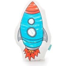 Mr. Fox Space Rocket polštář modrá/bílá 30x40